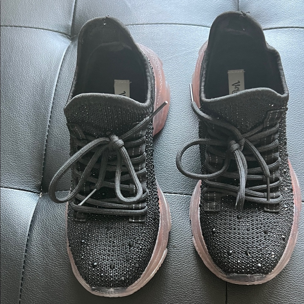 Very G Black and Pink Glitter Sneakers